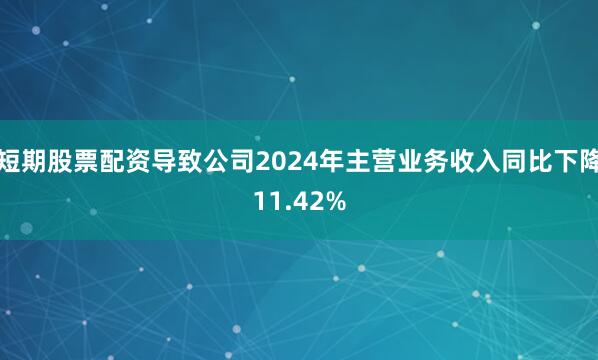 短期股票配资导致公司2024年主营业务收入同比下降11.42%
